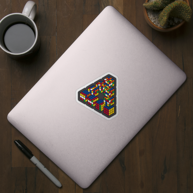 Rubiks Cube Penrose Triangle Optical Illusion - Inspired by Escher by RetroReview